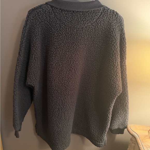 Aerie Black Sherpa Quarter-Zip Pullover - Picture 2 of 4